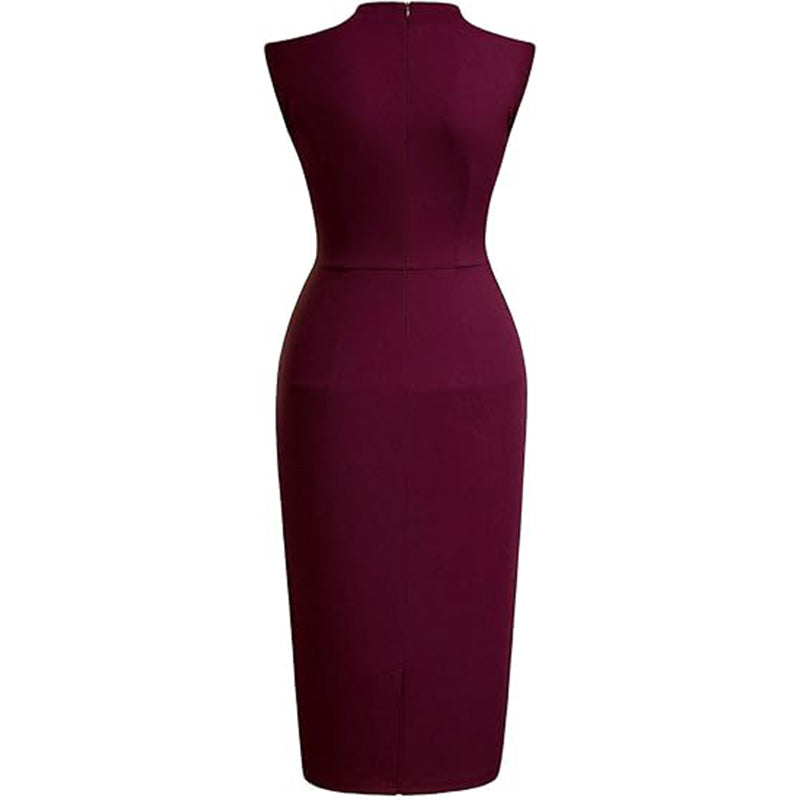 💋Sultry Vintage Vibes! Half-Collar Ruffle Dress w/ Waist Cinching✨ Old Hollywood Glam Pencil Dress💫 Cocktail Party Dress | Retro TikTok Viral 💋Sultry Vintage Vibes! Half-Collar Ruffle Dress w/ Waist Cinching✨ Old Hollywood Glam Pencil Dress💫 Cocktail Party Dress | Retro TikTok Viral